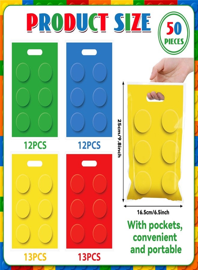 CHUNNIN 50Pcs Building Block Birthday Party Favors Bag Building Bricks Plastic Gift Bags Building Block Candy Snack Bag Bricks Theme Parties Goodie Treat Bags for Birthday Party Decorations Supplies - Image 2